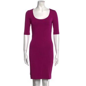 Diane von Furstenberg Magenta Scoop Neck Knit Dress